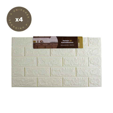 Placa Pared Autoadhesiva Blanca x4