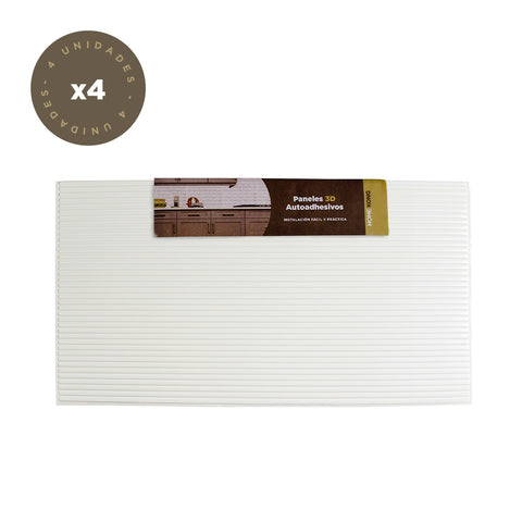 Placas Pared Autoadhesivas Líneas Blancas x4